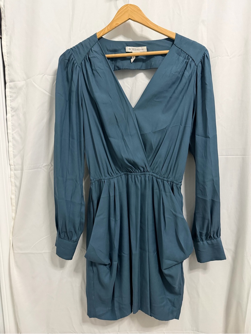 BCBGeneration Teal V-Neck Long Sleeve Wrap Dress